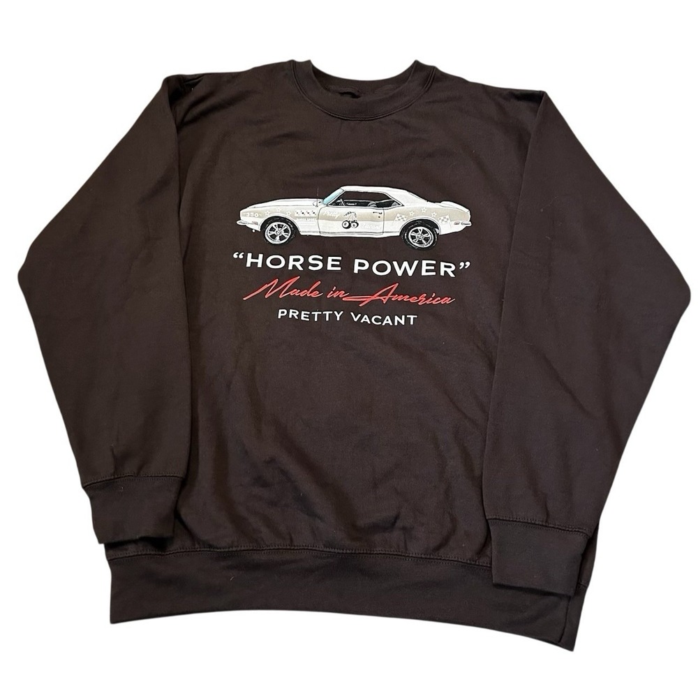 NWOT Tilly's Pretty Vacant Brown "Horse Power" Muscle Car Sweatshirt Size Large